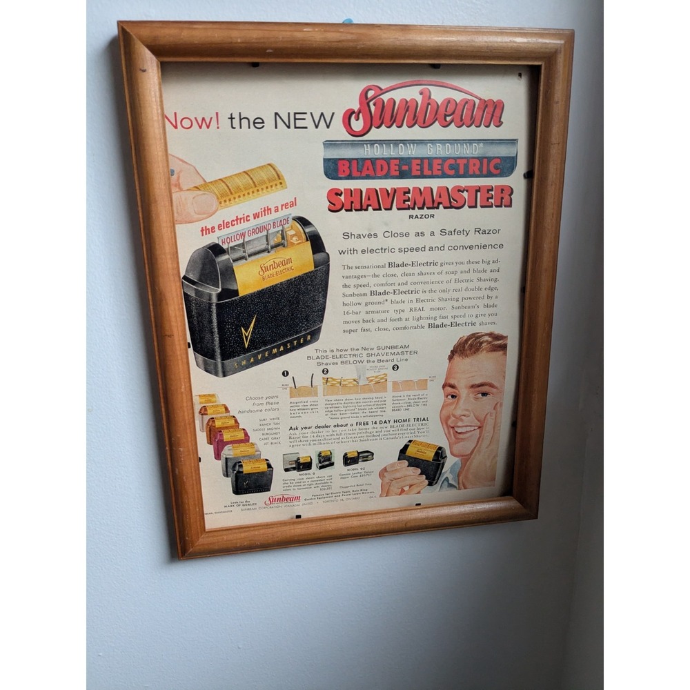 1957 Sunbeam Shavemaster Electric Razor Original Magazine Ad Maclean's Canada